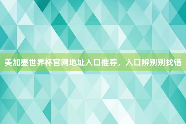 美加墨世界杯官网地址入口推荐，入口辨别别找错